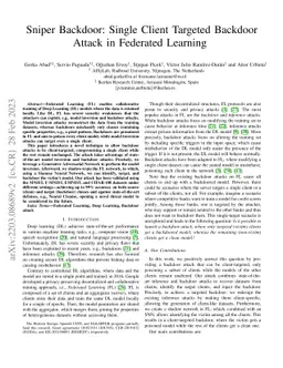 Sniper Backdoor: Single Client Targeted Backdoor Attack in Federated
  Learning