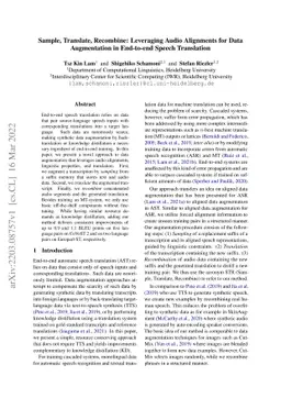 Sample, Translate, Recombine: Leveraging Audio Alignments for Data
  Augmentation in End-to-end Speech Translation