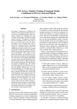 CUE Vectors: Modular Training of Language Models Conditioned on Diverse
  Contextual Signals