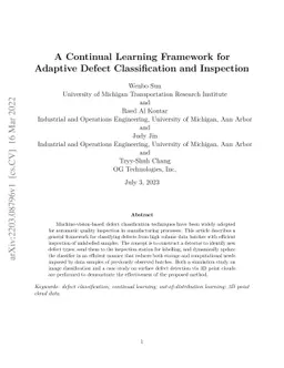 A Continual Learning Framework for Adaptive Defect Classification and
  Inspection