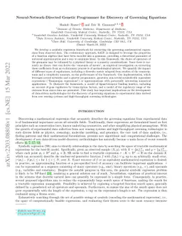 Neural-Network-Directed Genetic Programmer for Discovery of Governing
  Equations