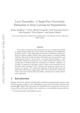 Layer Ensembles: A Single-Pass Uncertainty Estimation in Deep Learning
  for Segmentation