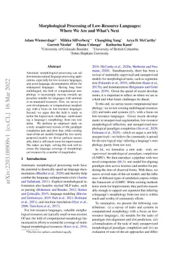 Morphological Processing of Low-Resource Languages: Where We Are and
  What's Next