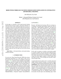 Robustness through Cognitive Dissociation Mitigation in Contrastive
  Adversarial Training