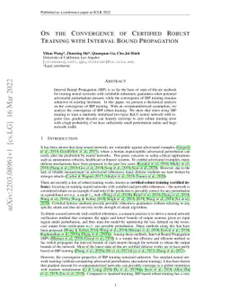 On the Convergence of Certified Robust Training with Interval Bound
  Propagation