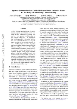 Speaker Information Can Guide Models to Better Inductive Biases: A Case
  Study On Predicting Code-Switching