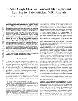 GATE: Graph CCA for Temporal SElf-supervised Learning for
  Label-efficient fMRI Analysis