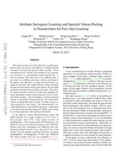 Attribute Surrogates Learning and Spectral Tokens Pooling in
  Transformers for Few-shot Learning