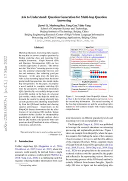 Ask to Understand: Question Generation for Multi-hop Question Answering