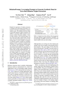 RelationPrompt: Leveraging Prompts to Generate Synthetic Data for
  Zero-Shot Relation Triplet Extraction