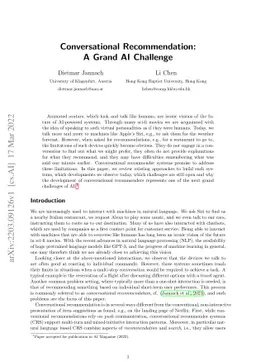 Conversational Recommendation: A Grand AI Challenge