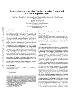 Contrastive Learning with Positive-Negative Frame Mask for Music
  Representation