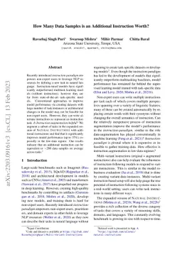 How Many Data Samples is an Additional Instruction Worth?