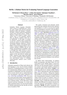 RoMe: A Robust Metric for Evaluating Natural Language Generation