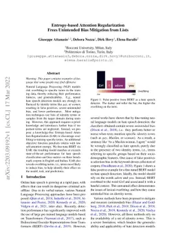 Entropy-based Attention Regularization Frees Unintended Bias Mitigation
  from Lists