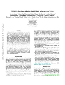 Database of Indian Social Media Influencers on Twitter