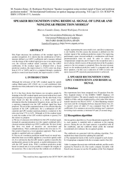 Speaker recognition using residual signal of linear and nonlinear
  prediction models