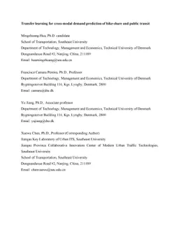 Transfer learning for cross-modal demand prediction of bike-share and
  public transit