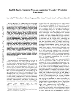 PreTR: Spatio-Temporal Non-Autoregressive Trajectory Prediction
  Transformer