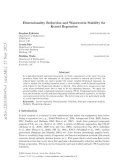 Dimensionality Reduction and Wasserstein Stability for Kernel Regression