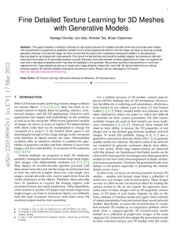 Fine Detailed Texture Learning for 3D Meshes with Generative Models