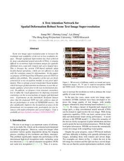 A Text Attention Network for Spatial Deformation Robust Scene Text Image
  Super-resolution