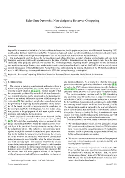 Euler State Networks: Non-dissipative Reservoir Computing