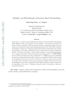 Stability and Risk Bounds of Iterative Hard Thresholding