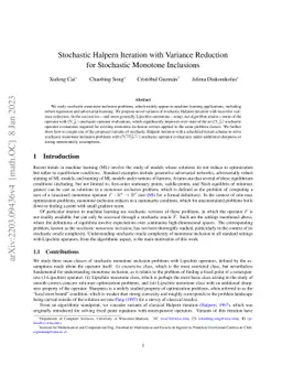 Stochastic Halpern Iteration with Variance Reduction for Stochastic
  Monotone Inclusions