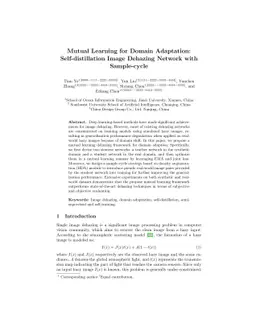 Mutual Learning for Domain Adaptation: Self-distillation Image Dehazing
  Network with Sample-cycle