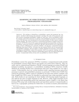 Learning of Structurally Unambiguous Probabilistic Grammars