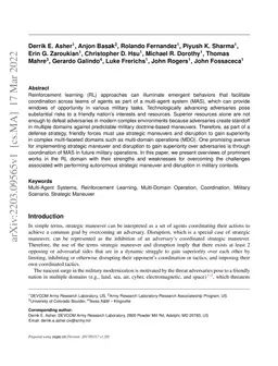 Strategic Maneuver and Disruption with Reinforcement Learning Approaches
  for Multi-Agent Coordination