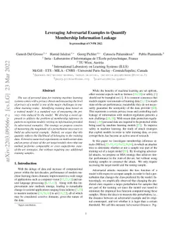 Leveraging Adversarial Examples to Quantify Membership Information
  Leakage