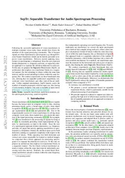 SepTr: Separable Transformer for Audio Spectrogram Processing