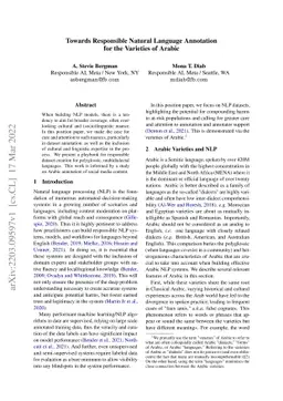Towards Responsible Natural Language Annotation for the Varieties of
  Arabic
