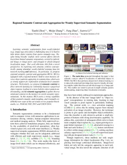 Regional Semantic Contrast and Aggregation for Weakly Supervised
  Semantic Segmentation