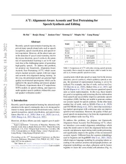 A$^3$T: Alignment-Aware Acoustic and Text Pretraining for Speech
  Synthesis and Editing