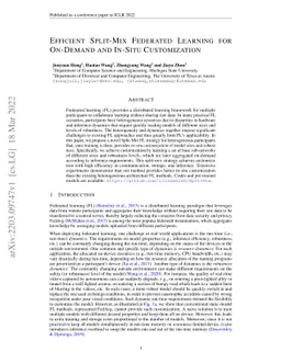 Efficient Split-Mix Federated Learning for On-Demand and In-Situ
  Customization