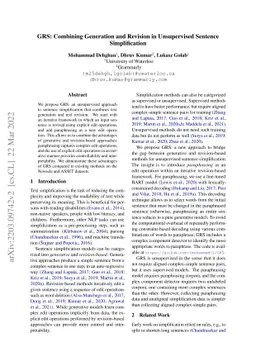 GRS: Combining Generation and Revision in Unsupervised Sentence
  Simplification
