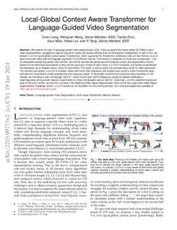 Local-Global Context Aware Transformer for Language-Guided Video
  Segmentation