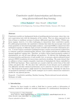 Constitutive model characterization and discovery using physics-informed
  deep learning