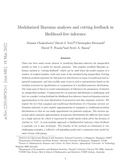 Modularized Bayesian analyses and cutting feedback in likelihood-free
  inference