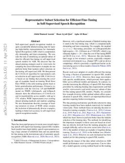 Representative Subset Selection for Efficient Fine-Tuning in
  Self-Supervised Speech Recognition