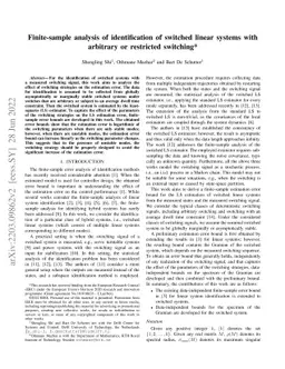 Finite-sample analysis of identification of switched linear systems with
  arbitrary or restricted switching