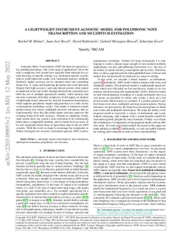 A Lightweight Instrument-Agnostic Model for Polyphonic Note
  Transcription and Multipitch Estimation
