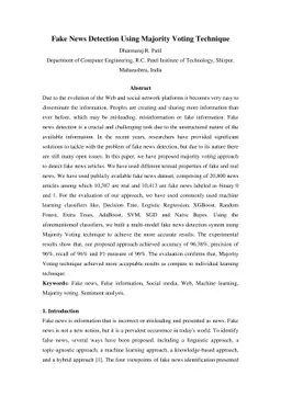 Fake News Detection Using Majority Voting Technique