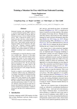 Training a Tokenizer for Free with Private Federated Learning