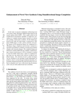 Enhancement of Novel View Synthesis Using Omnidirectional Image
  Completion