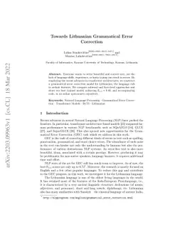 Towards Lithuanian grammatical error correction
