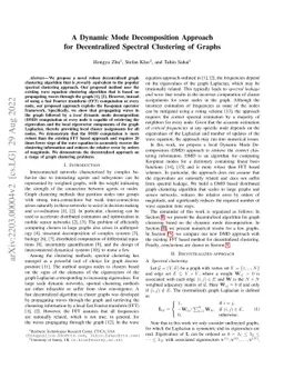 A Dynamic Mode Decomposition Approach for Decentralized Spectral
  Clustering of Graphs